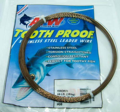   AFW ToothProof Stainless Steel Single Strand Leader Brown 15 .9.2 .